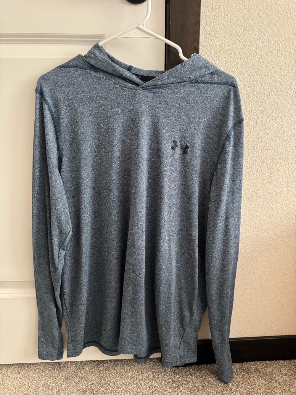 Under Armour Blue Heather Hooded Performance Long Sleeve